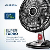 Ventilador de Mesa 40cm Mondial VTX-40-8P-RL Turbo 8 Pas Repelente Liquido