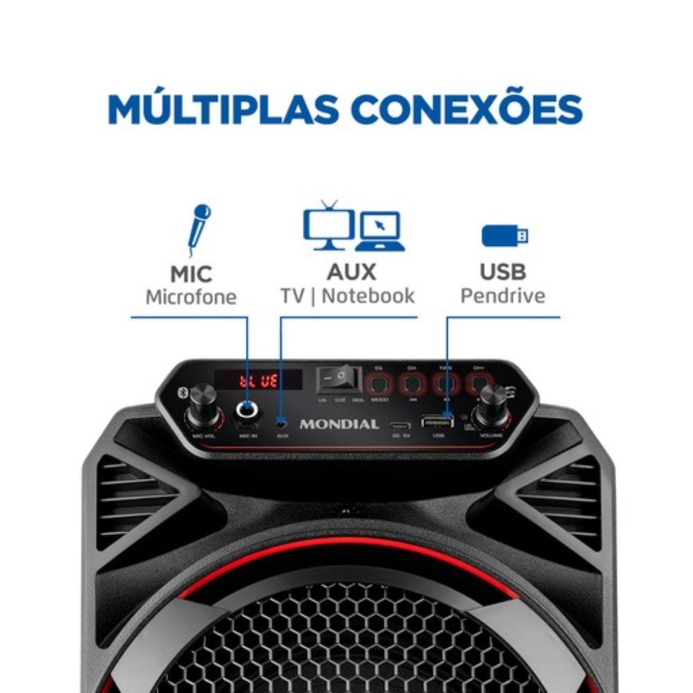 Caixa Amplificada Mondial CM-150 com Bluetooth, USB, Rádio FM e Função TWS - 150W - 6