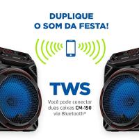 Caixa Amplificada Mondial CM-150 com Bluetooth, USB, Rádio FM e Função TWS - 150W - 5