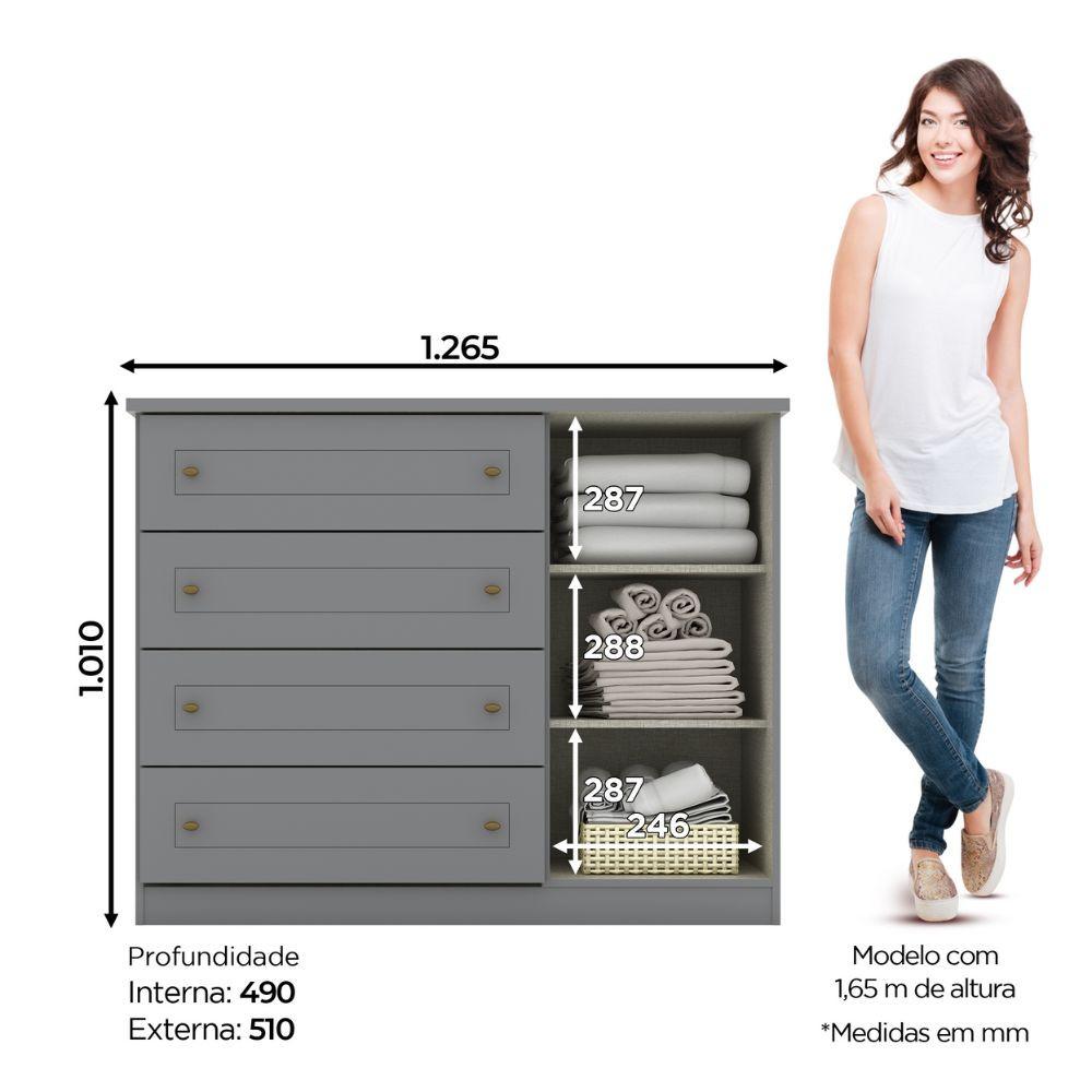 Cômoda Americana 4 Gavetas 1 Porta Henn - 4