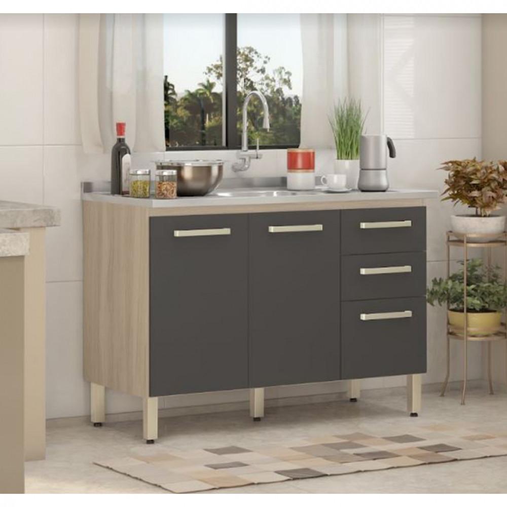 Balcão Demóbile Miss 120 cm 3 Portas 2 Gavetas Sem Tampo - 1