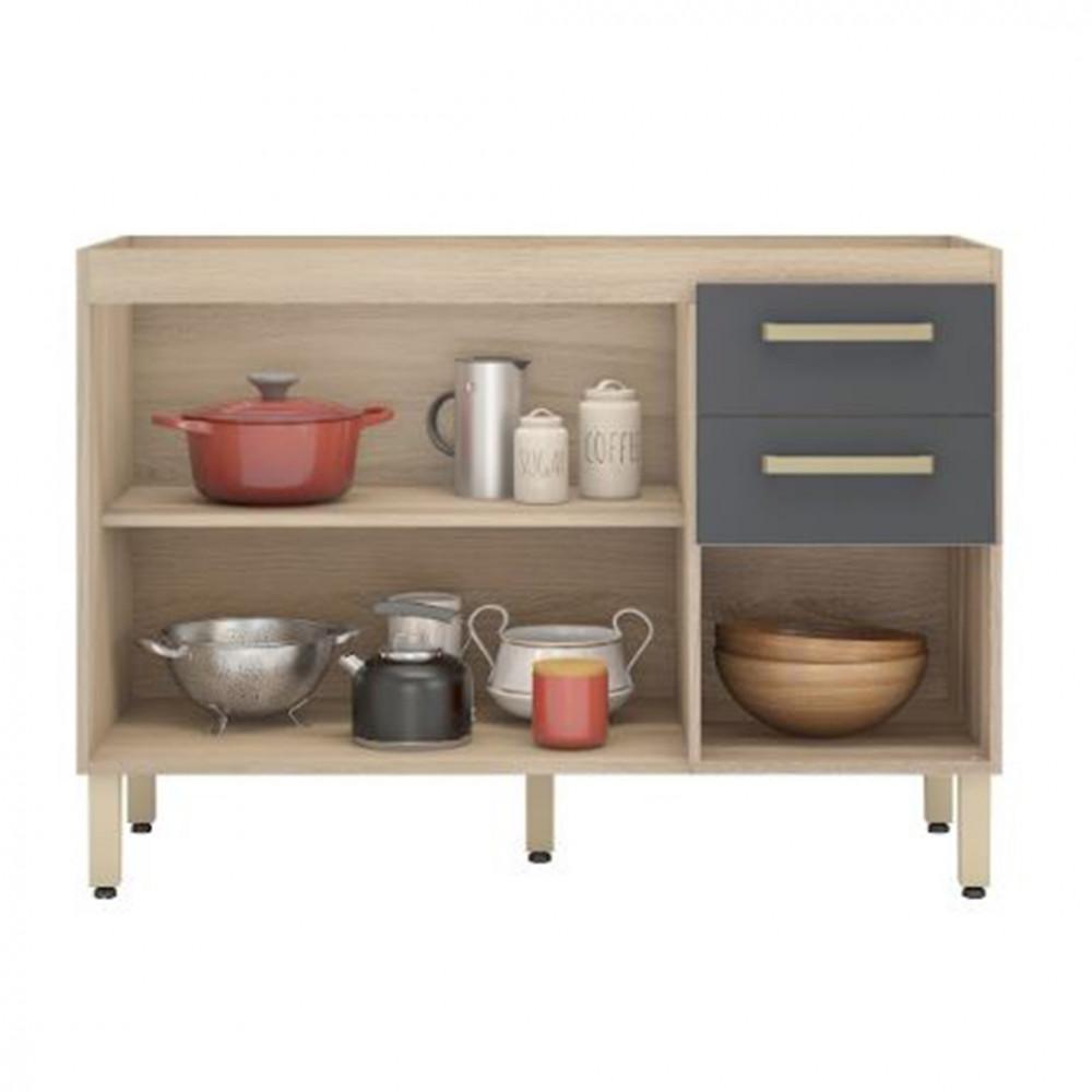 Balcão Demóbile Miss 120 cm 3 Portas 2 Gavetas Sem Tampo - 4