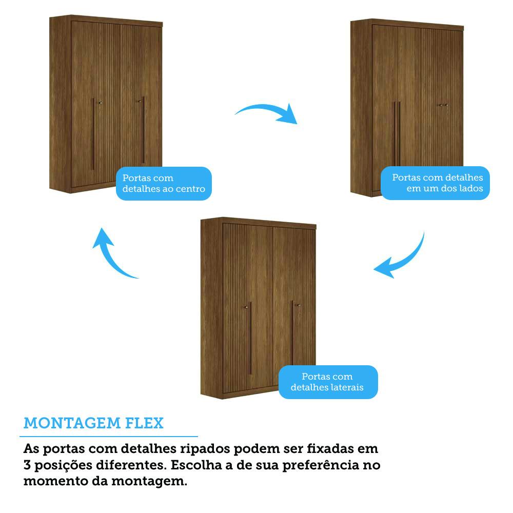 Guarda Roupa Solteiro 4 Portas Flex Buriti Santos Andirá - 4