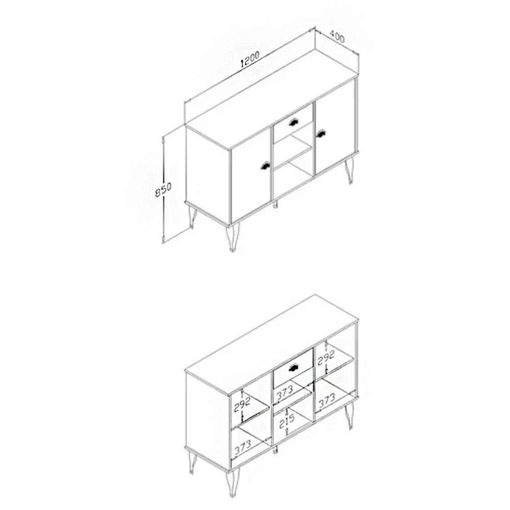 Aparador Movelbento Clássico 2 Portas 1 Gaveta 120x85x40cm - 3