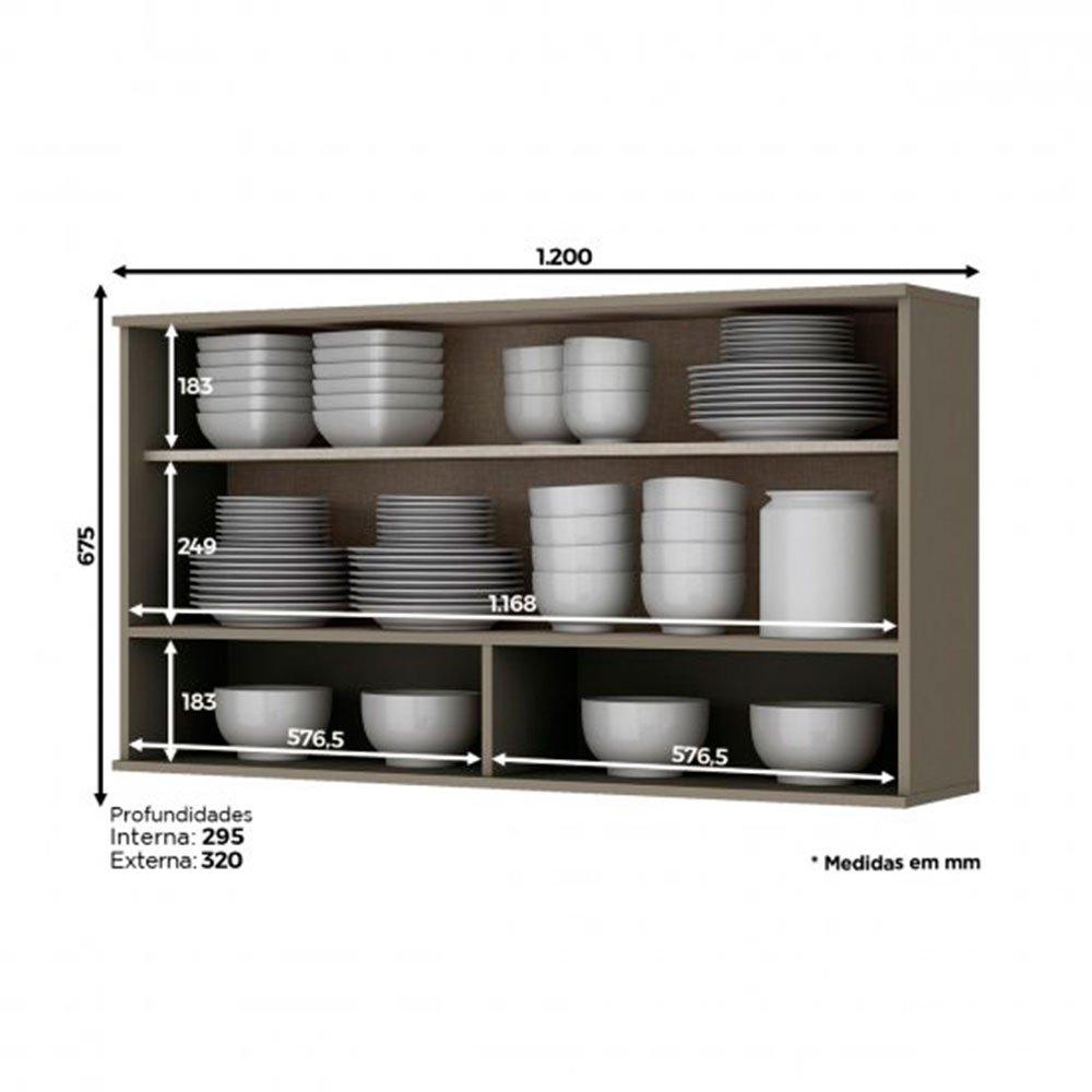 Armário Aéreo 1 Porta Basculante de Vidro 120 cm Henn - 2