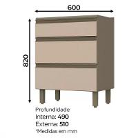 Balcão Henn Connect 3 Gavetas Sem Tampo 60 cm C63-35 - 2