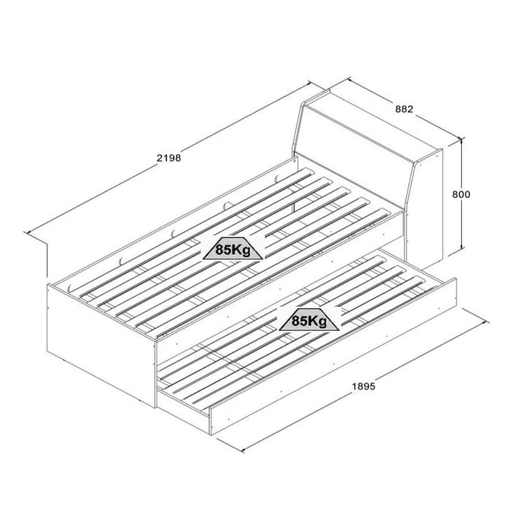 Cama Ditália Móveis Solteiro Bicama BB-28 - 4