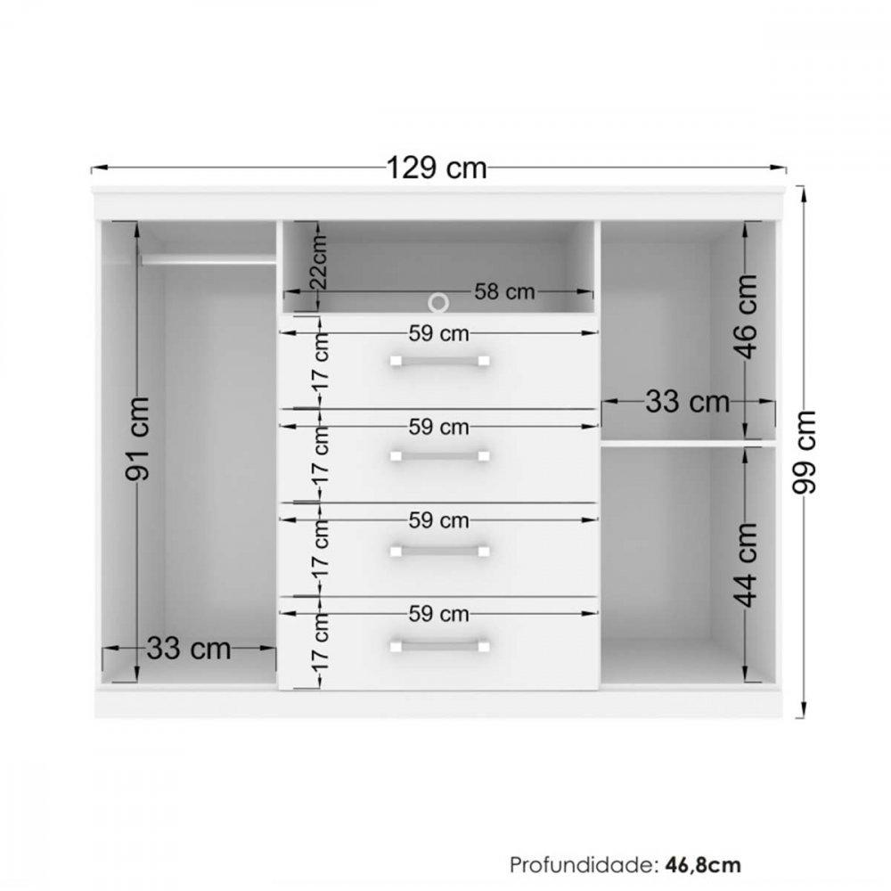 Cômoda com 2 Portas e 4 Gavetas Havana Master Santos Andirá - 3