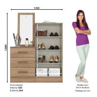 Cômoda 2 Portas 3 Gavetas com Espelho Henn - 4