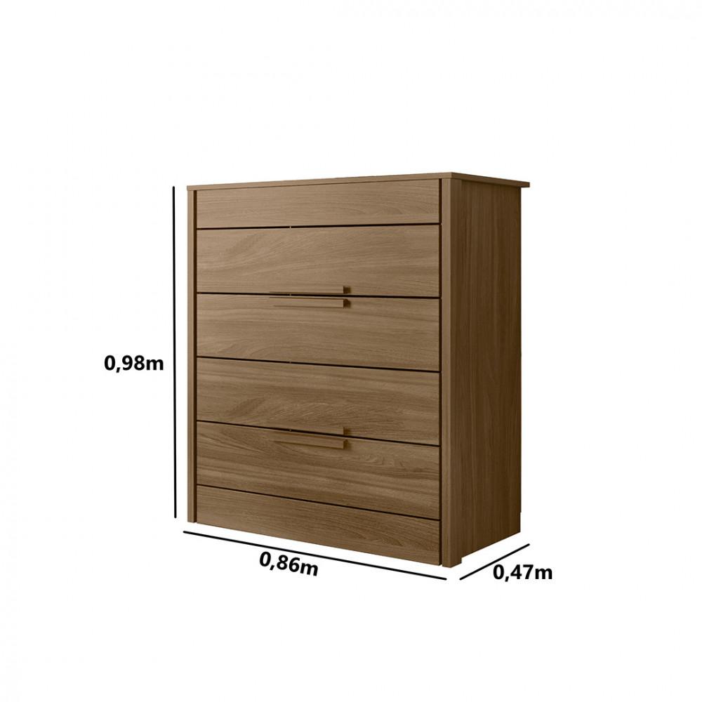 Cômoda Moval Dhara Com 4 Gavetas Com Tampo de 15mm - 4