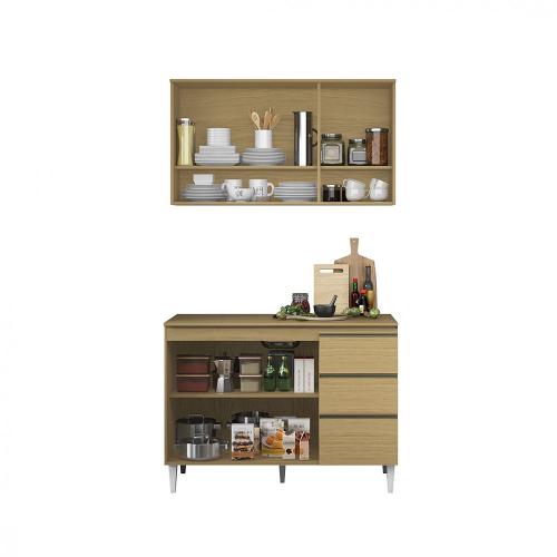 Cozinha Compacta 6 portas 2 gavetas com tampo Kelly Aramoveis