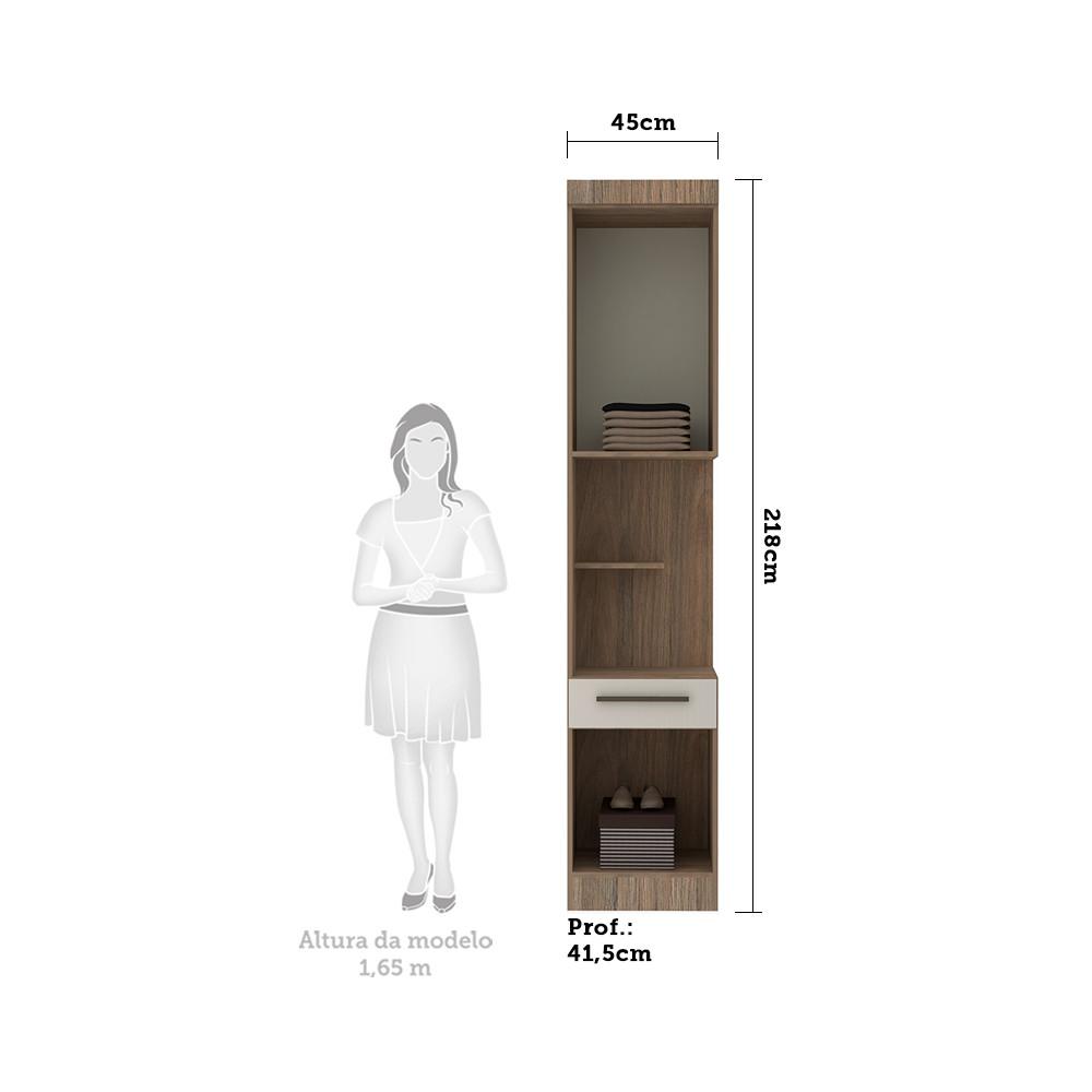 Guarda Roupa Modulado Mesa de Cabeceira Alta 1 Porta 1 Gaveta 45cm Slim Luciane Móveis - 5