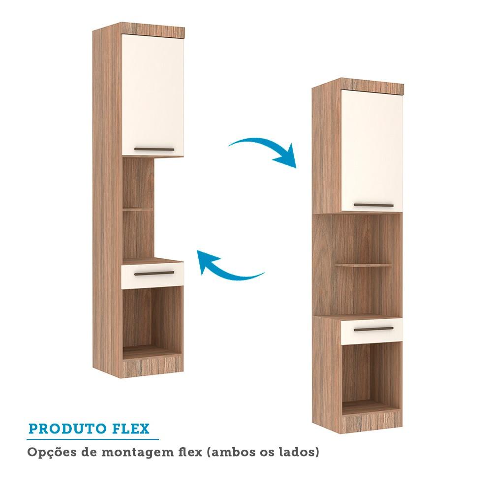 Guarda Roupa Modulado Mesa de Cabeceira Alta 1 Porta 1 Gaveta 45cm Slim Luciane Móveis - 7