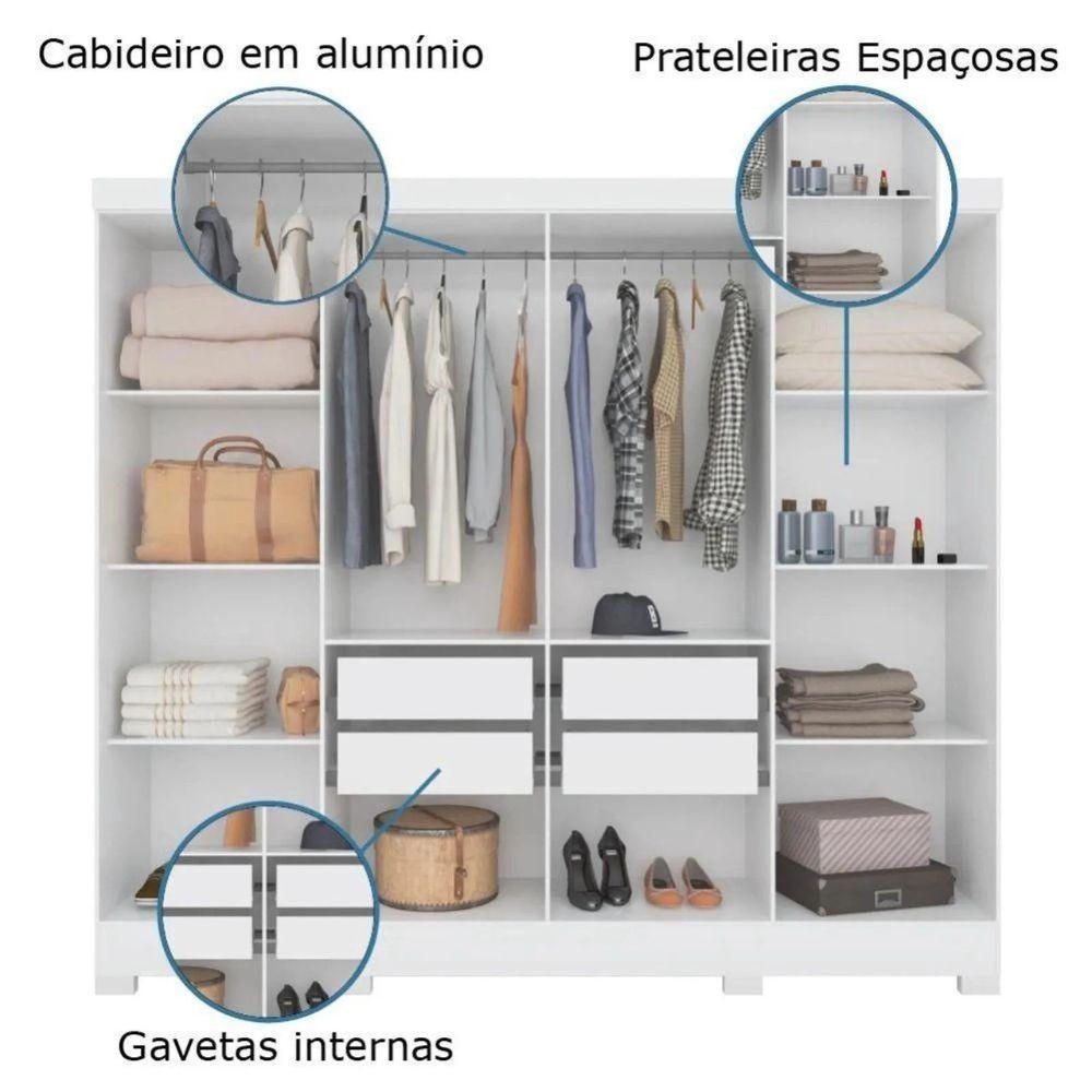 Guarda Roupa Moval Diplomata 8 Portas 4 Gavetas Sem Espelho - 4