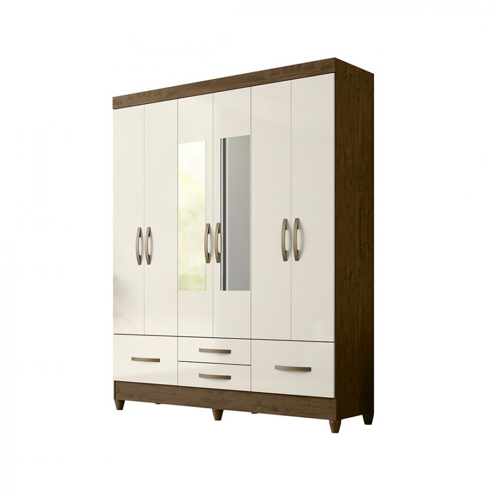 Guarda Roupa Moval Ibiza 6 Portas 4 Gavetas Com Espelho - 2