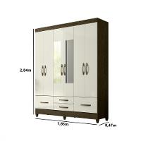 Guarda Roupa Moval Ibiza 6 Portas 4 Gavetas Com Espelho - 3