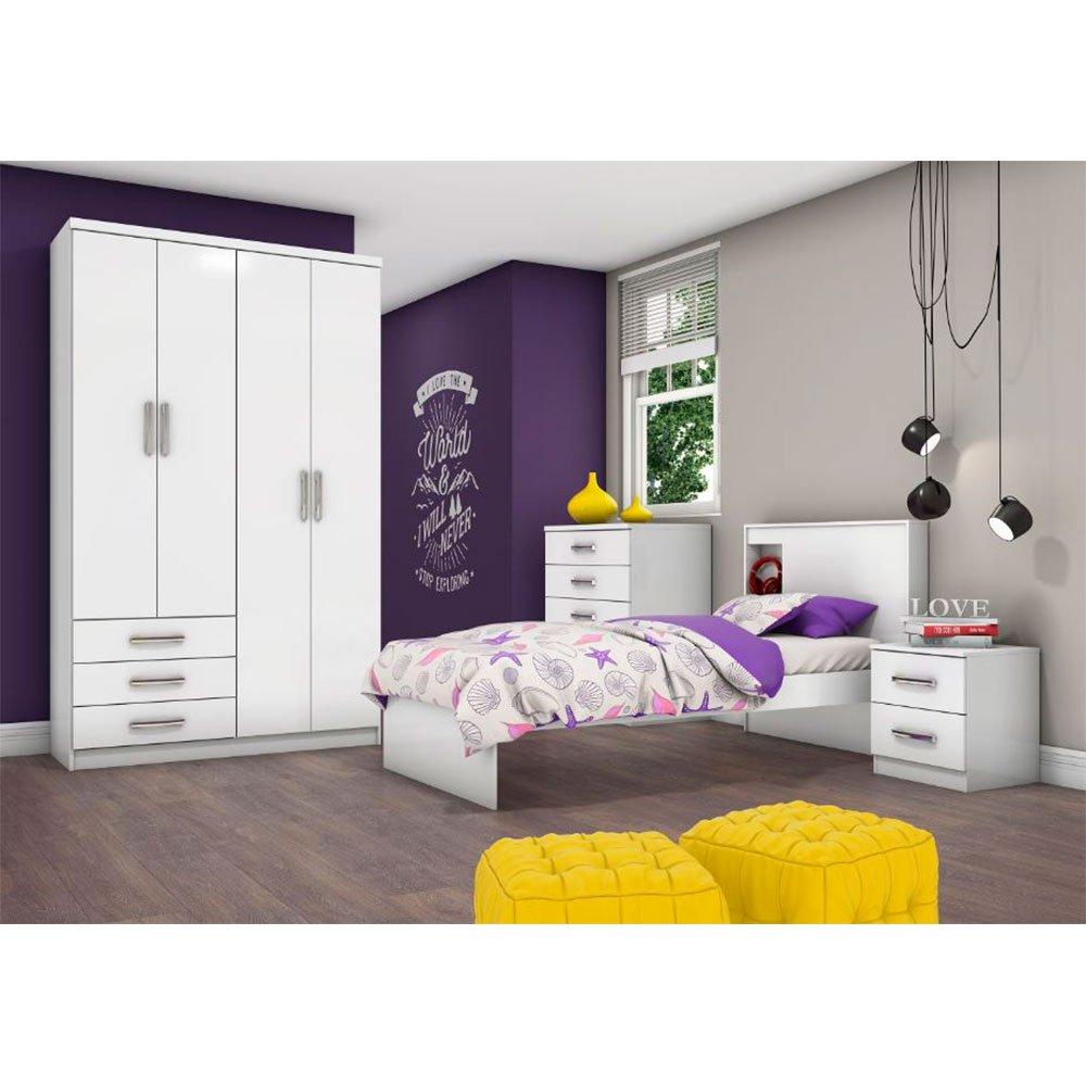 Guarda-Roupa Solteiro 4 Portas 3 Gavetas Henn Caju - 5