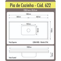 Pia de Cozinha Roralit Granitado com Cuba em Inox 120cm - 562208 - 2