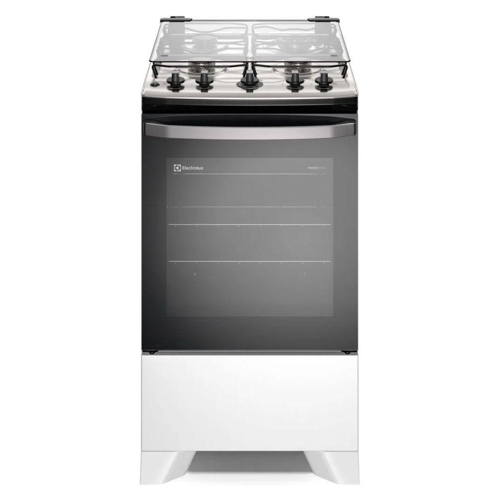 Fogão 4 bocas de piso Electrolux Branco Efficient com Mesa Inox PerfectCook e VaporBake - 1