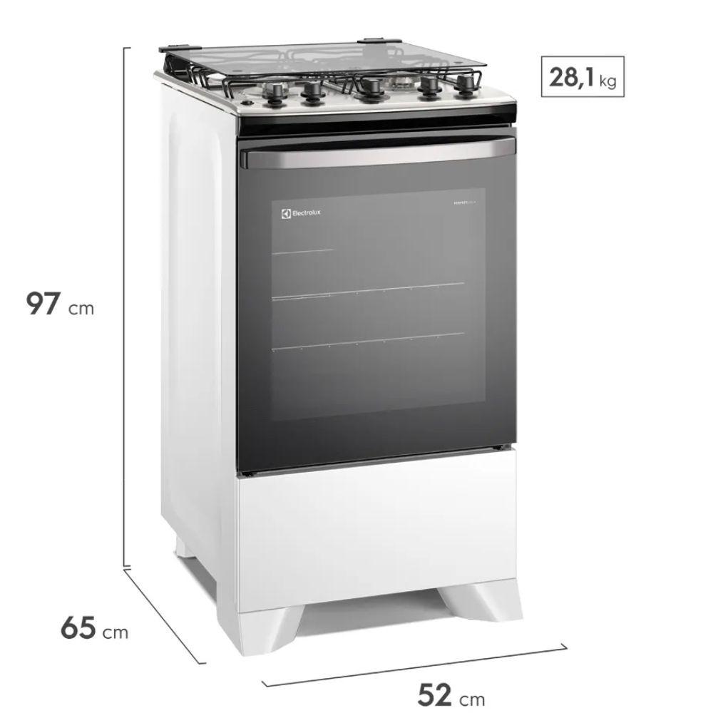 Fogão 4 bocas de piso Electrolux Branco Efficient com Mesa Inox PerfectCook e VaporBake - 7