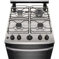Fogão 4 bocas de piso Electrolux Branco Efficient com Mesa Inox PerfectCook e VaporBake