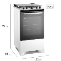 Fogão 4 bocas de piso Electrolux Branco Efficient com Mesa Inox PerfectCook e VaporBake - 7
