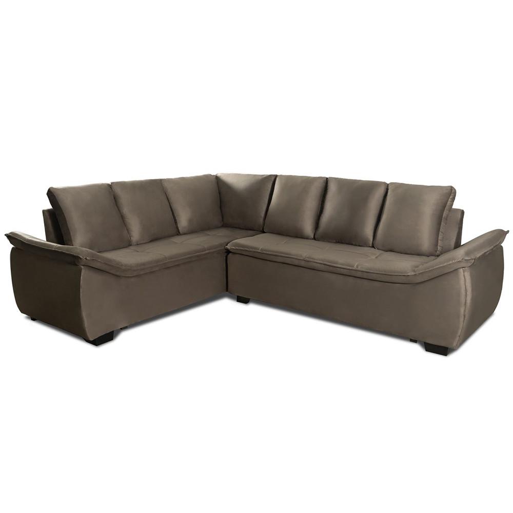 Sofá de Canto 6 Lugares Alphaville Siena Móveis Veludo Elefante - 2