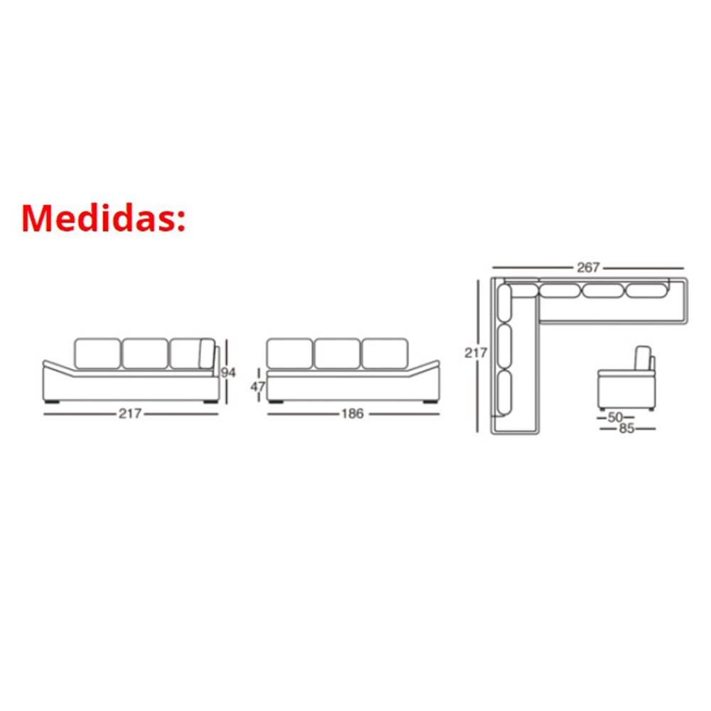Sofá de Canto 6 Lugares Alphaville Siena Móveis Veludo Elefante - 3