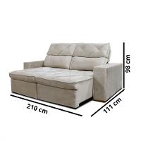 Estofado Cheer Solar 3 Lugares Assento Retrátil e Encosto Reclinável Gralha Azul - 3