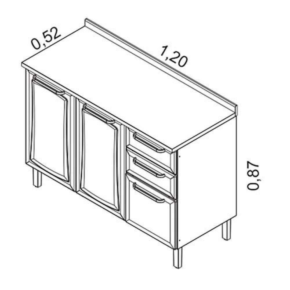 Balcão Tarsila 3 Portas 2 Gavetas com Tampo Itatiaia - 2