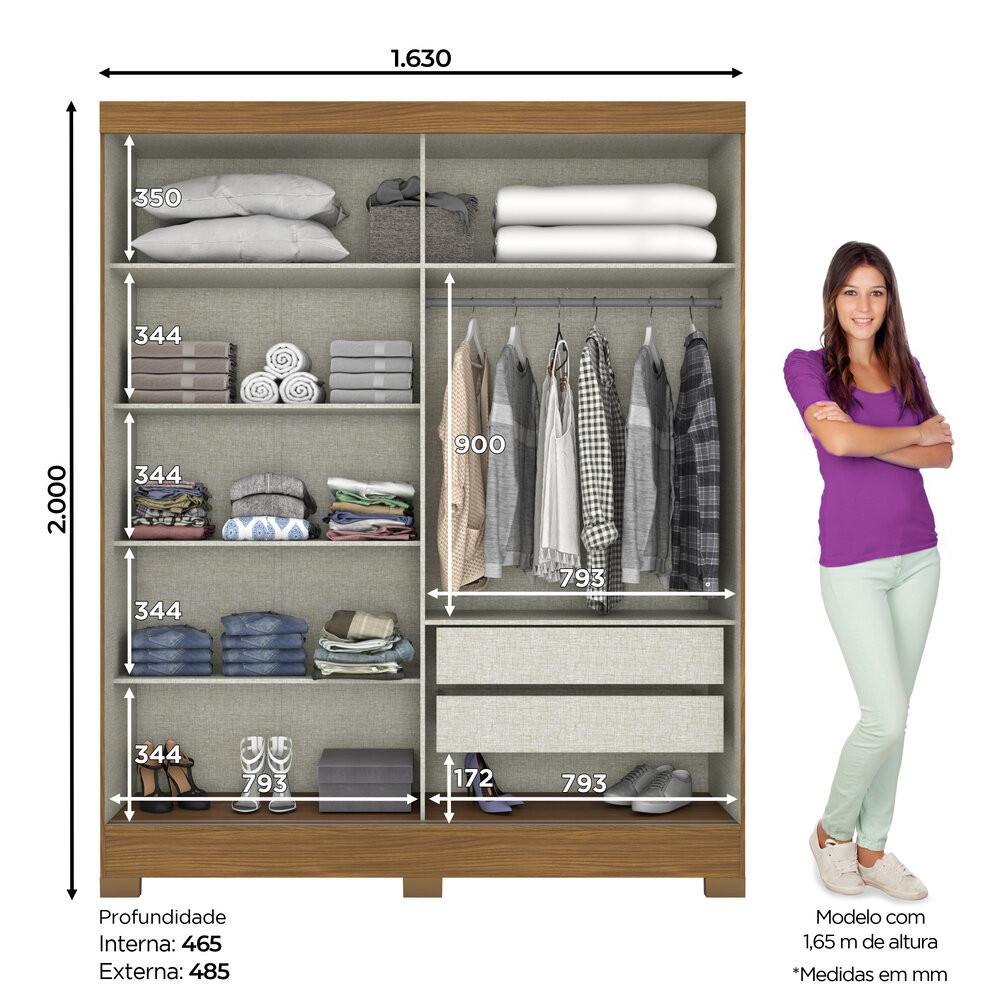 Guarda Roupa Henn 2 Portas Correr Com Espelho - 4