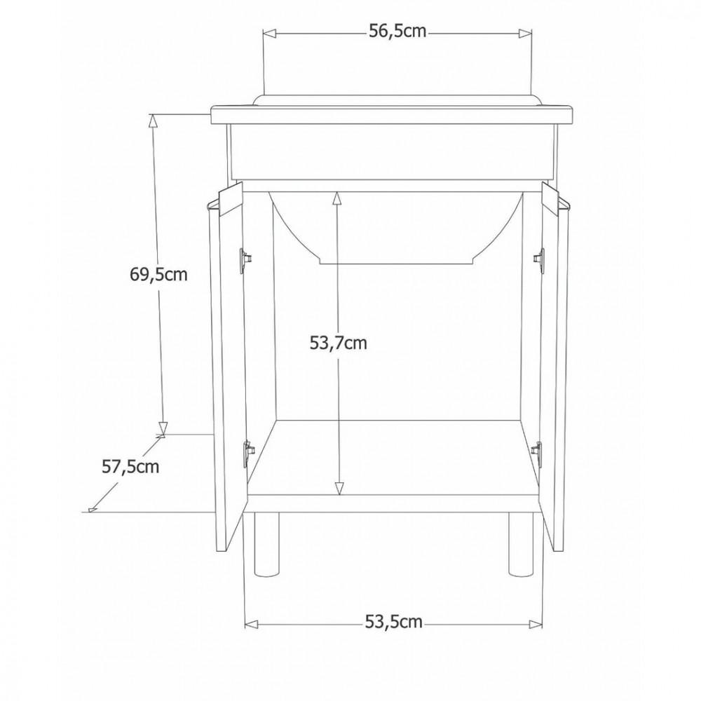 Kit Lavanderia Rorato Amélia Com Tanque E Aéreo 2 Portas Semi Montado - 4