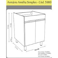 Kit Lavanderia Rorato Amélia Com Tanque E Aéreo 2 Portas Semi Montado - 7