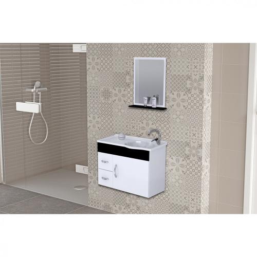 Kit Banheiro Rorato Siena Armário Suspenso Com Pia E Espelho Semi Montado