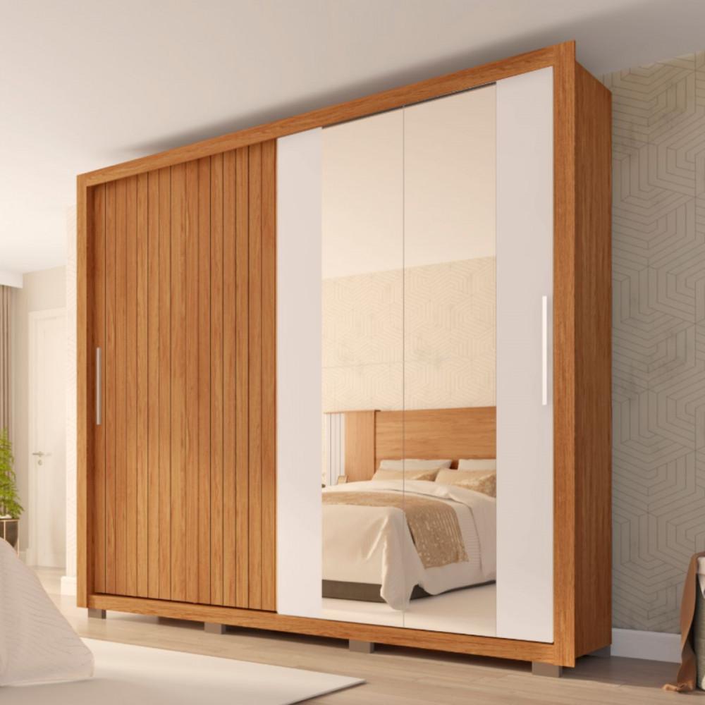 Guarda Roupa Moviment 2 com Portas de Correr 4 Gavetas e Espelho 100 Mdf - 1