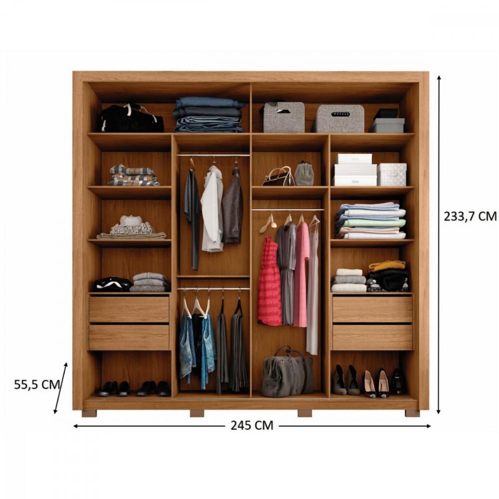 Guarda Roupa Moviment 2 com Portas de Correr 4 Gavetas e Espelho 100 Mdf - 5