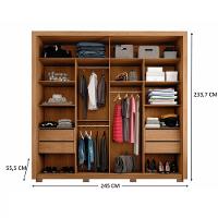 Guarda Roupa Moviment 2 com Portas de Correr 4 Gavetas e Espelho 100 Mdf - 5