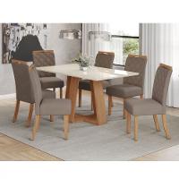 Conjunto De Mesa Henn Lins Com 6 Cadeiras Bella 1,60 Tampo De Vidro - 1