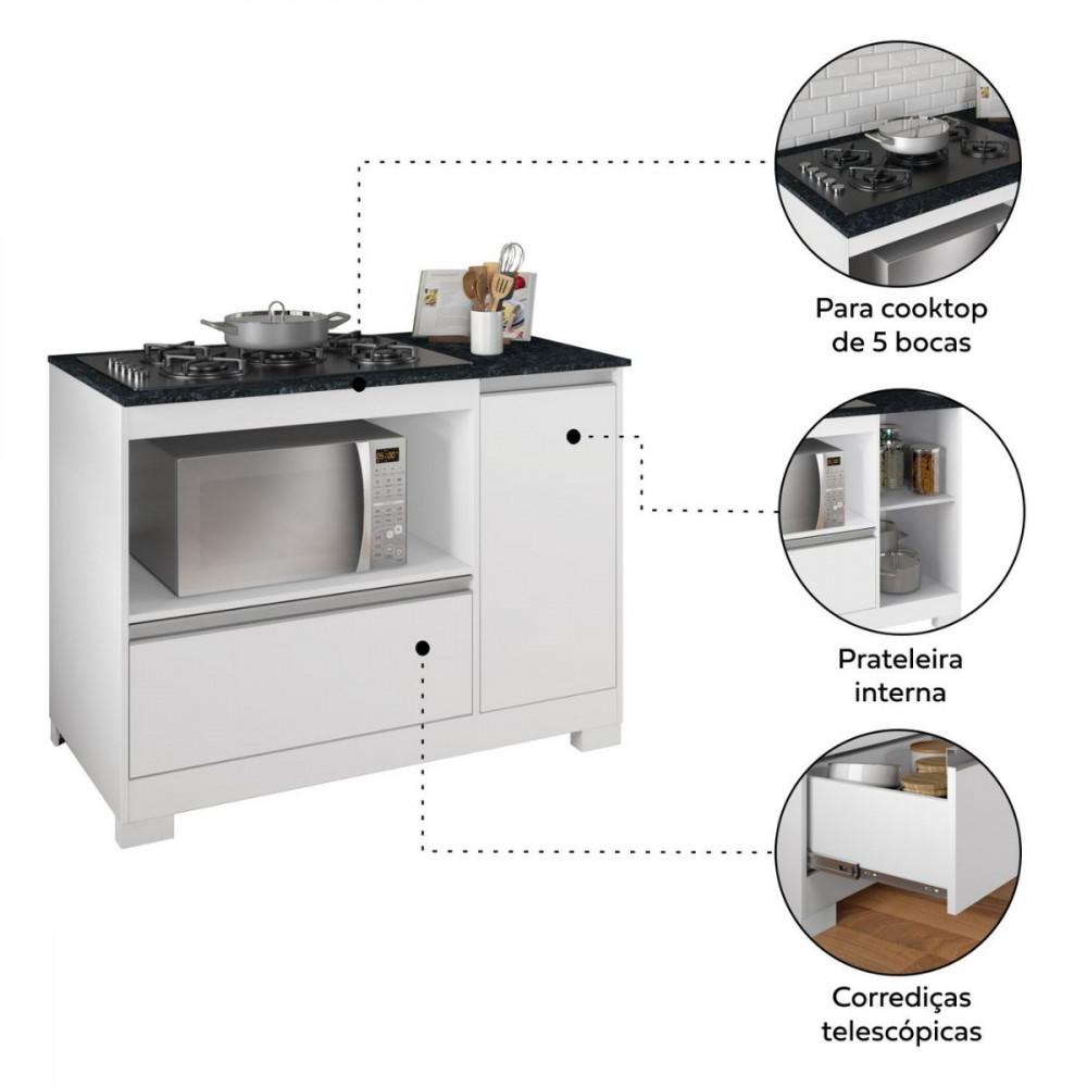 Balcão para Cooktop 5 Bocas Notável 1 Portas 1 Gavetão 3050 - 4