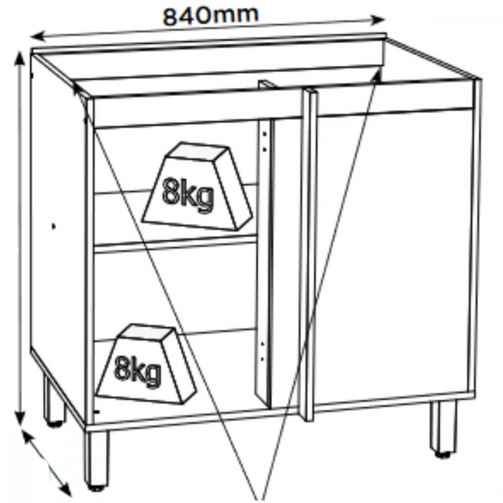 Balcão Canto Reto 1 Porta Requinte Sem Tampo Henn - 5