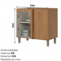 Balcão Canto Reto 1 Porta Requinte Sem Tampo Henn - 3