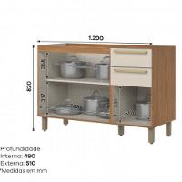 Balcão Pia 3 Portas 2 Gavetas 1.20 Requinte Henn - 3