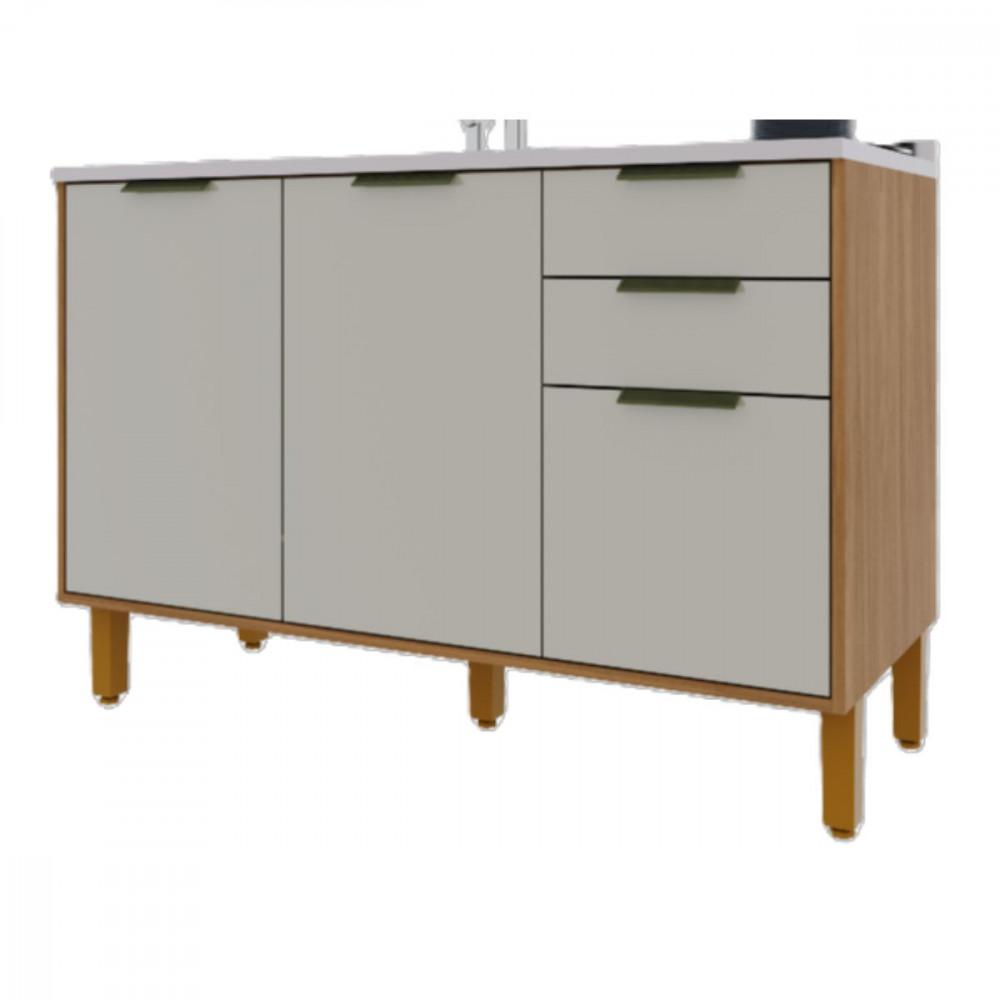 Balcão Cozinha Para Pia 3 Portas 2 Gavetas 1,20cm Paris Indekes - 1