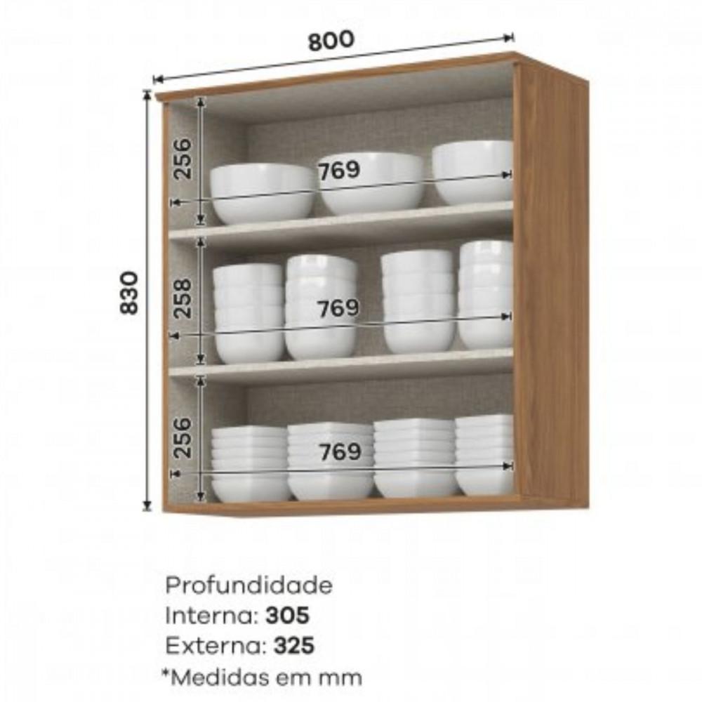 Armário Aéreo 2 Portas Ripadas 80cm Requinte Henn - 3