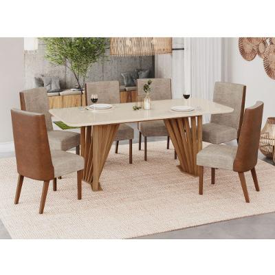 Conjunto Mesa De Jantar Henn Adriana Tampo De Vidro Com 6 Cadeiras