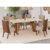 Conjunto Mesa De Jantar Henn Adriana Tampo De Vidro Com 6 Cadeiras - 1