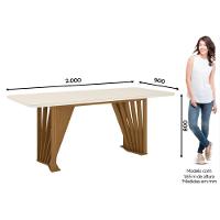 Conjunto Mesa De Jantar Henn Adriana Tampo De Vidro Com 6 Cadeiras