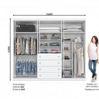 Guarda Roupa Henn Americano 6 Portas 4 Gavetas D205-05 - 7