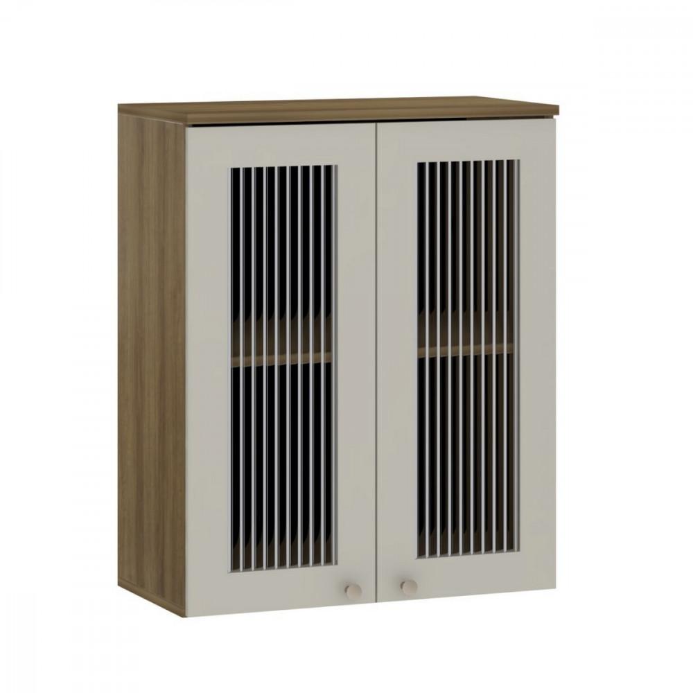 Armário Aéreo 2 Portas Vidro Canelado 80cm Isis Luciane - 1