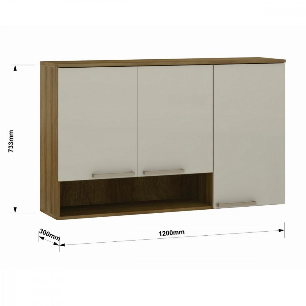 Armário Aéreo 3 Portas 1,20cm Isis Luciane - 2